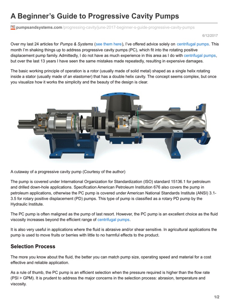 A Beginners Guide to Progressive Cavity Pumps Pump Viscosity Free
