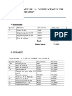 Devis Estimatif de La Construction D