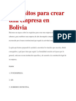 Requisitos para Crear Una Empresa en Bolivia