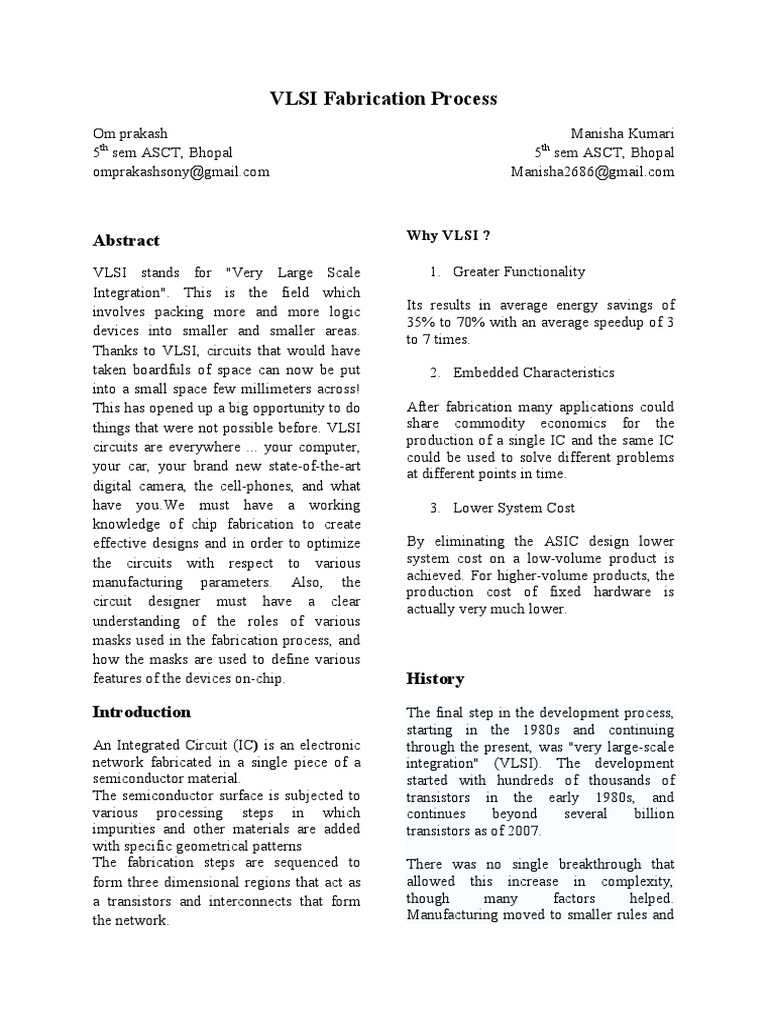 VLSI Fabrication Process PDF | PDF | Integrated Circuit | Doping ...