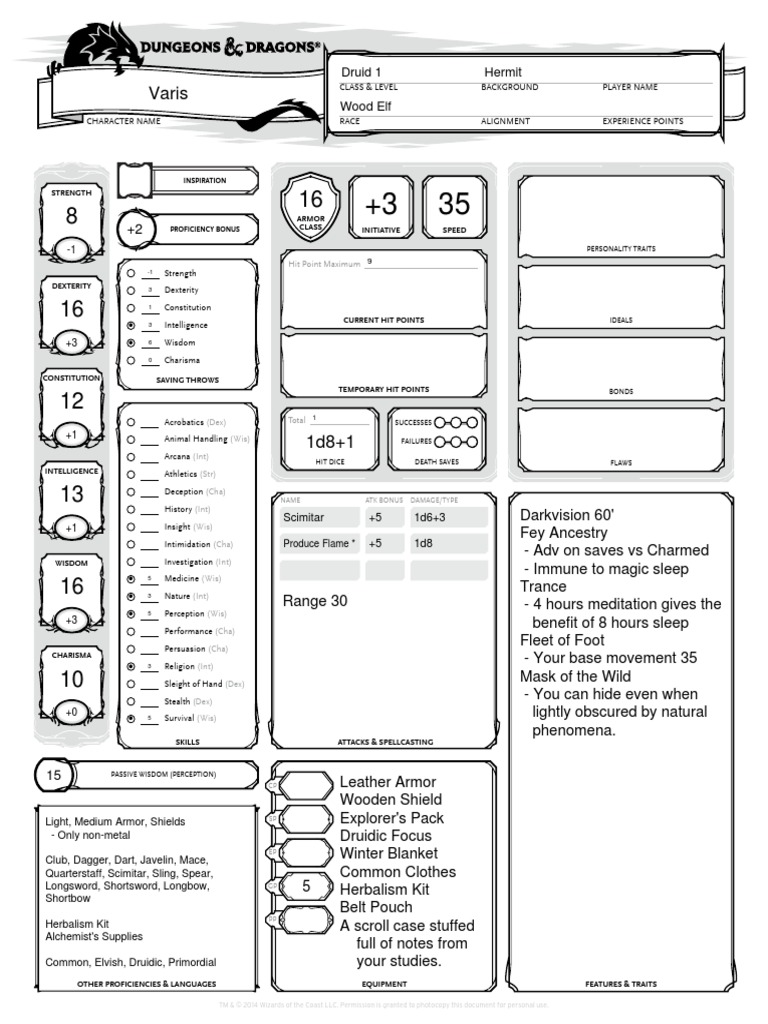 Wood Elf Druid | Role Playing Games | Leisure