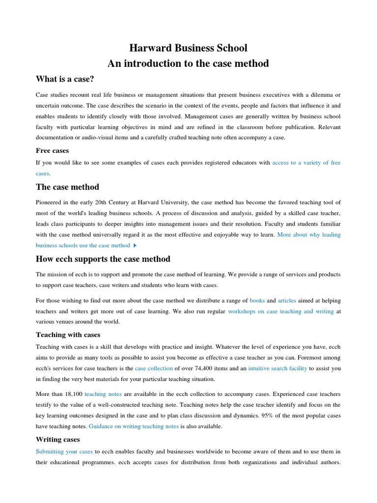 Case Method Harvard | PDF | Strategic Management | Business School
