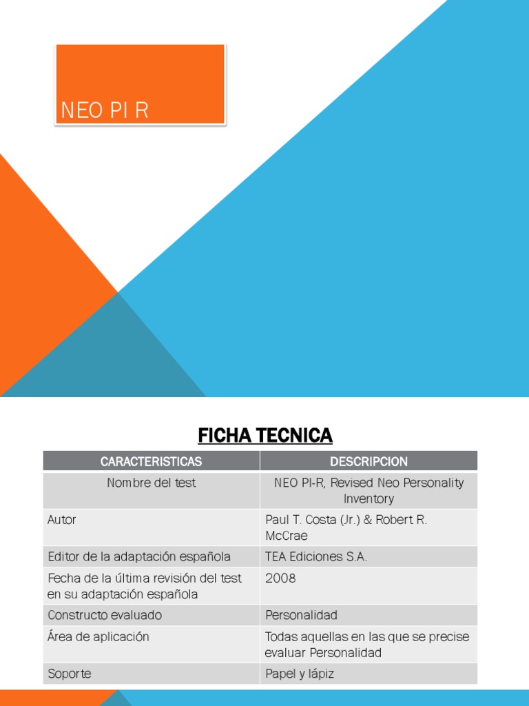 Interpretación - Neo Pi R | Alfa de Cronbach | Conceptos psicologicos