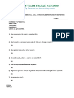 Test de Selección de Personal Area Comercial Departamento de Ventas