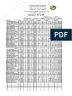 Grade Sheet in St. Isidore