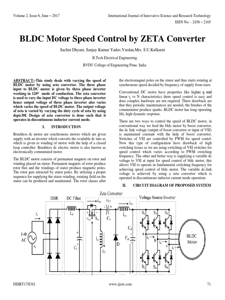 BLDC Motor Speed Control by ZETA Converter PDF Power Inverter Rectifier