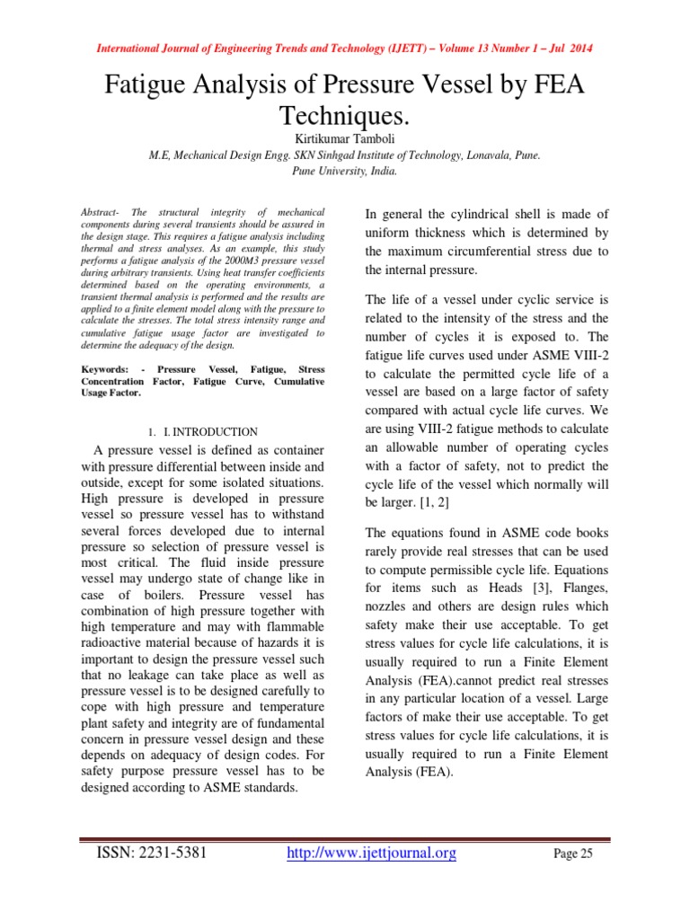 Pressure Vessel Fatigue Analysis Pdf Fatigue Material Stress