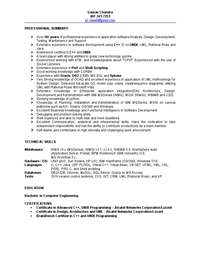 Software Developer Resume - Gaurav Chandra | PDF | Scripting Language ...