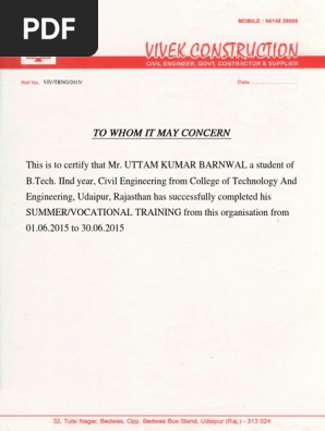 training certificate