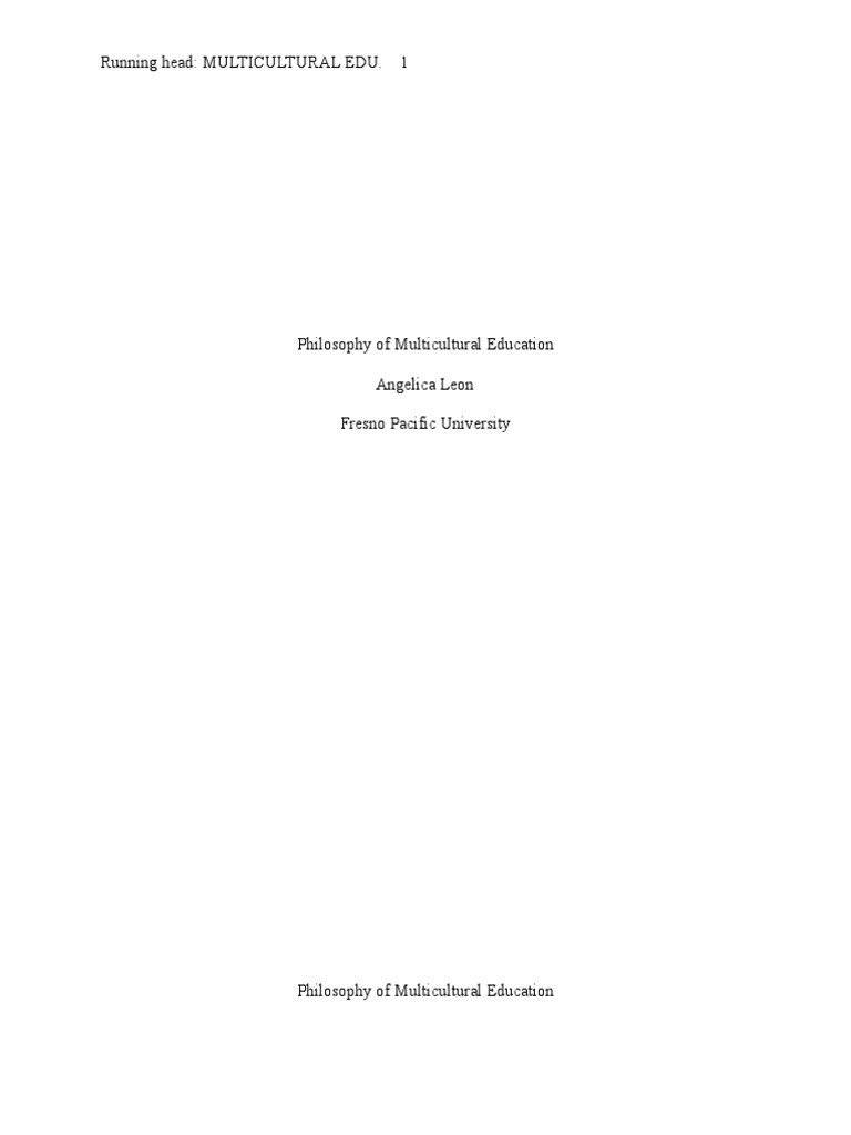 Philosophy of Multicultural Education | PDF | Multiculturalism | Teachers