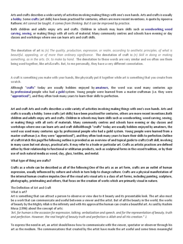 Arts and Crafts PDF Crafts The Arts