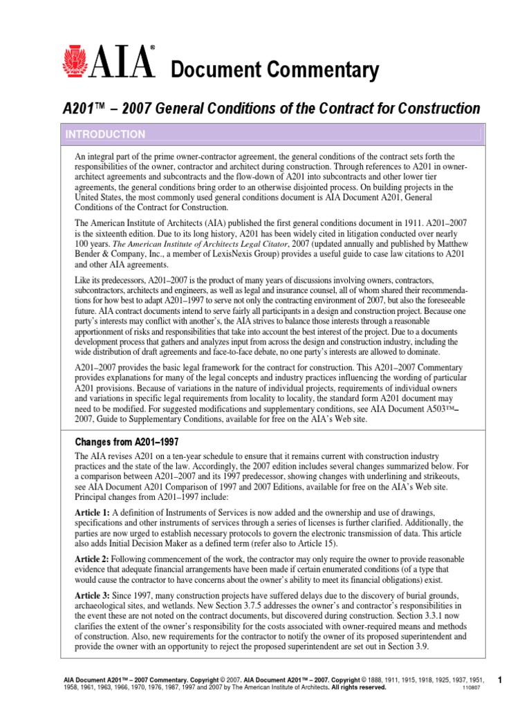 AIA conditions of contracts a2012007 commentary.pdf Construction