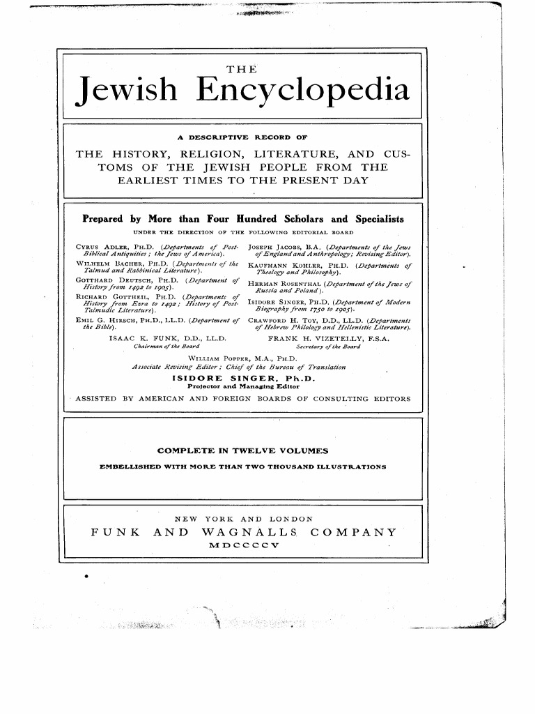 The Jewish Encyclopedia Vol X 1905 Jews And Judaism Jewish Literature