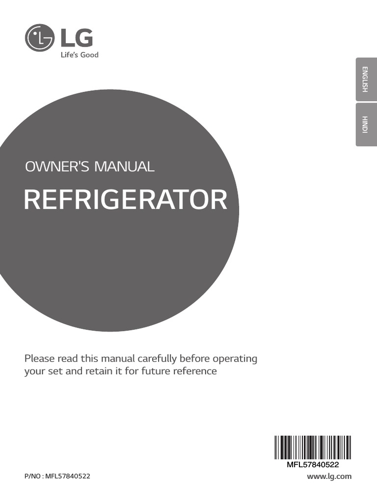 LG Fridge Model No Model No. GL-T322, GL-T302, GL-T292 Owners Manual | PDF | Refrigerator | Cold