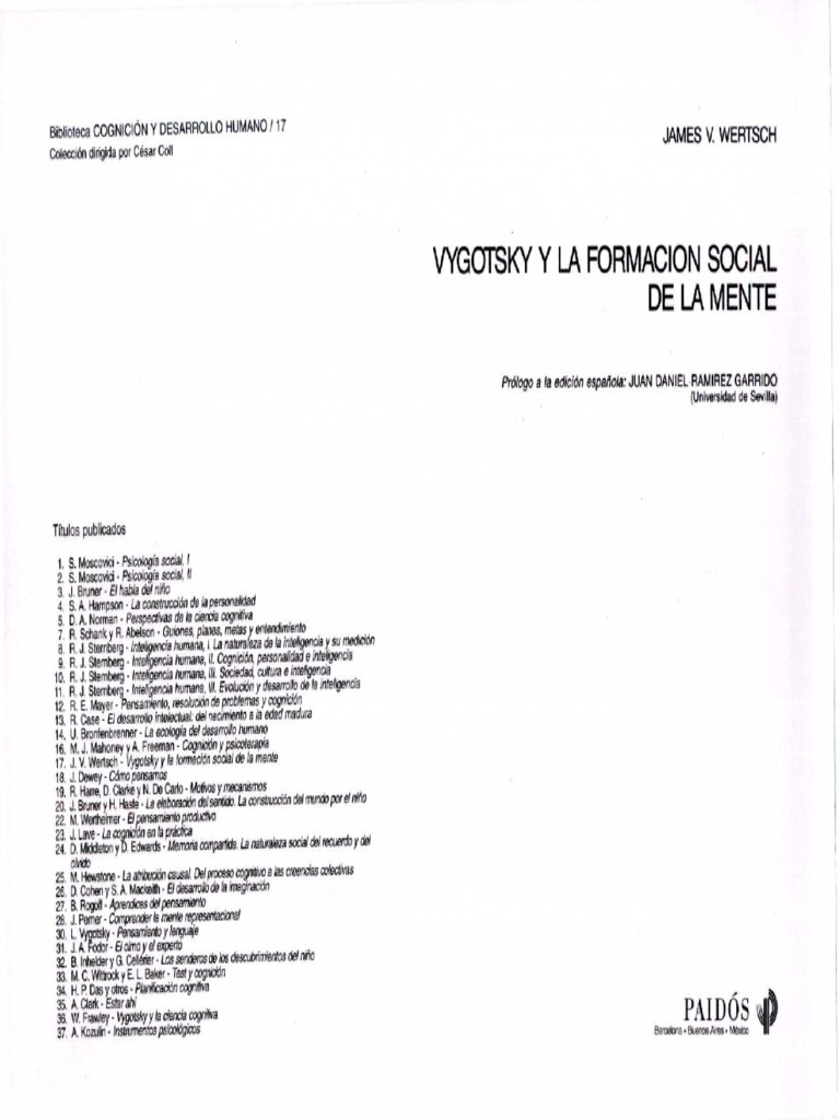 Vygotsky y La Formación Social de La Mente PDF | PDF | Estudios de ...