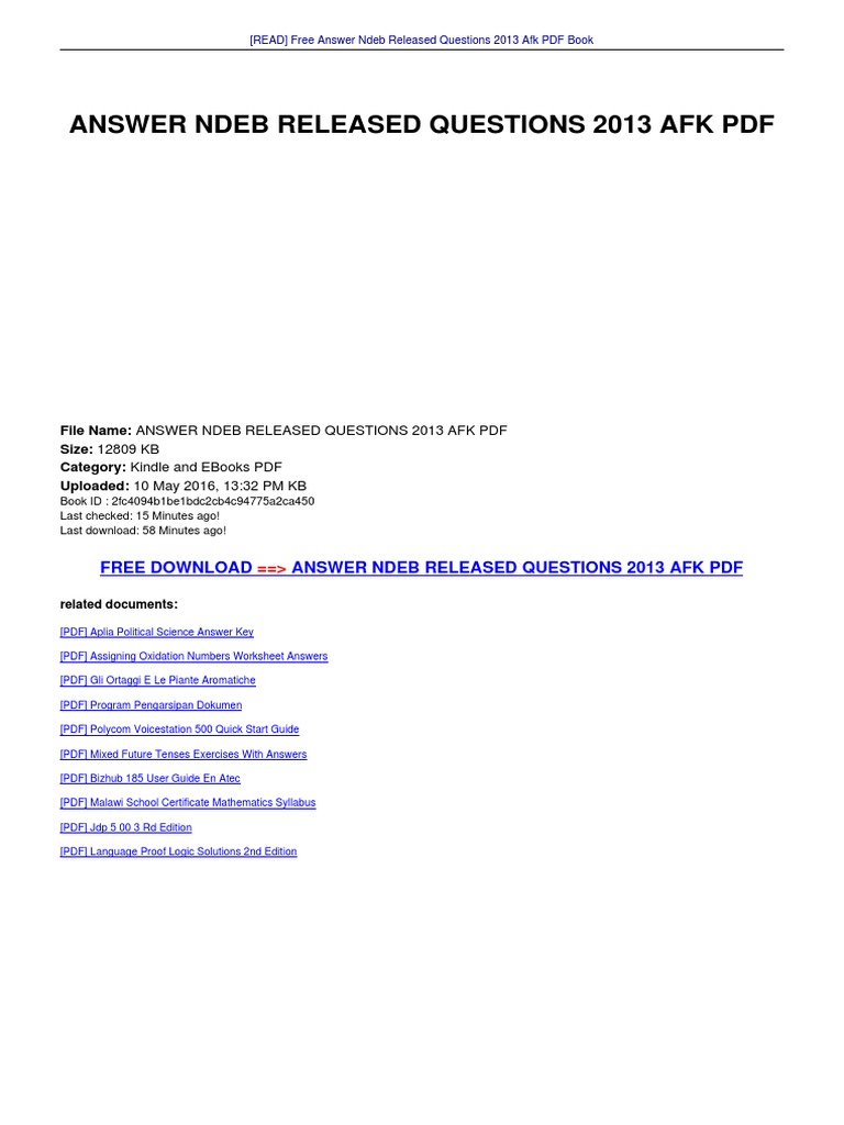 NDEB AFK Released Questions Answer Key | PDF | Computing | Computing ...
