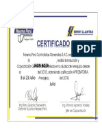 Certificado de Capacitacion - J.boza