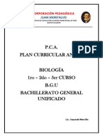 Planificación de biología de 1er a 3ero de Bachillerato 