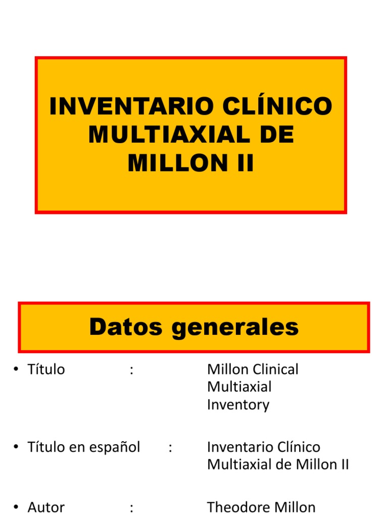 Inventario Clínico Multiaxial de Millon II PDF Depresión (estado de ánimo) La dependencia