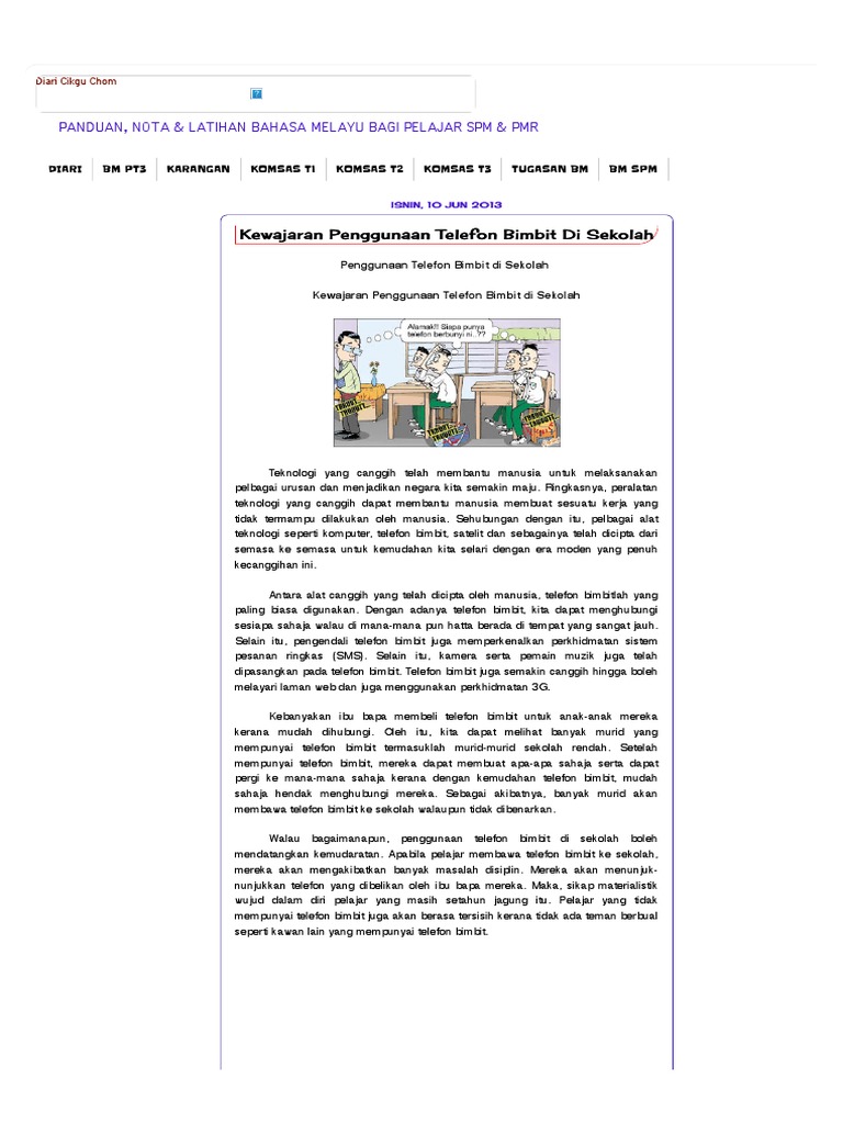 penggunaan telefon bimbit di sekolah