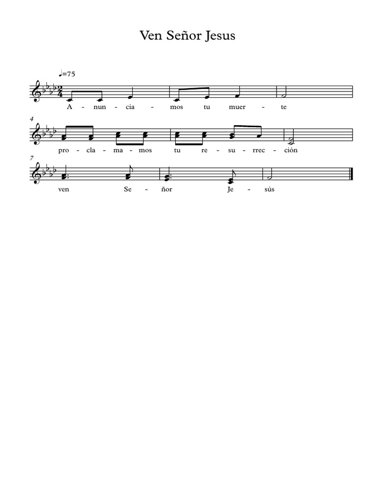 Ven Señor Jesus Partitura Completa