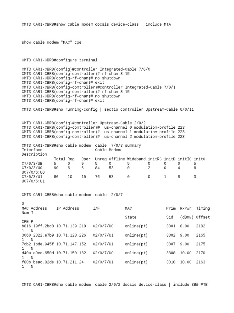 Comandos Cmts Cisco Cbr8 | PDF