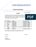 Circular-Library Schedule For Issue of Book Bank Book