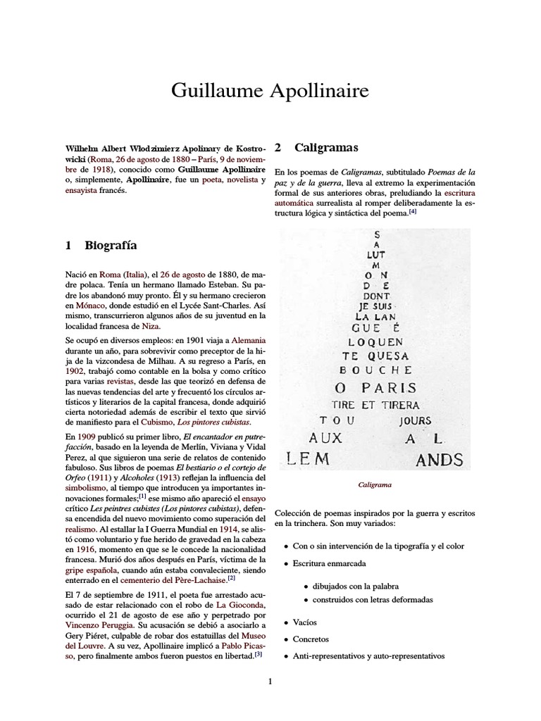 Guillaume Apollinaire PDF Modernismo Movimientos de arte