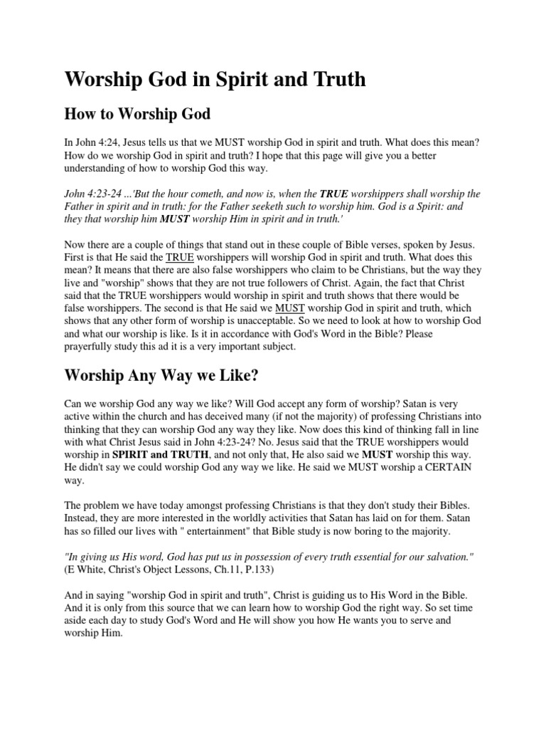Worship God in Spirit and Truth Guide | PDF | Worship | Jesus