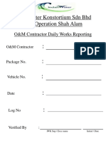 Indah Water Konstortium SDN BHD Unit Operation Shah Alam: O&M Contractor Daily Works Reporting