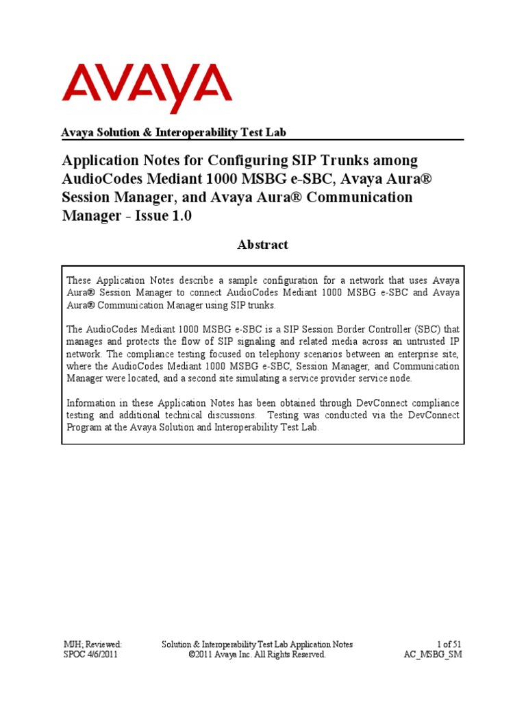 Configuring SIP Trunks With AudioCodes Mediant 1000 MSBG ESBC and