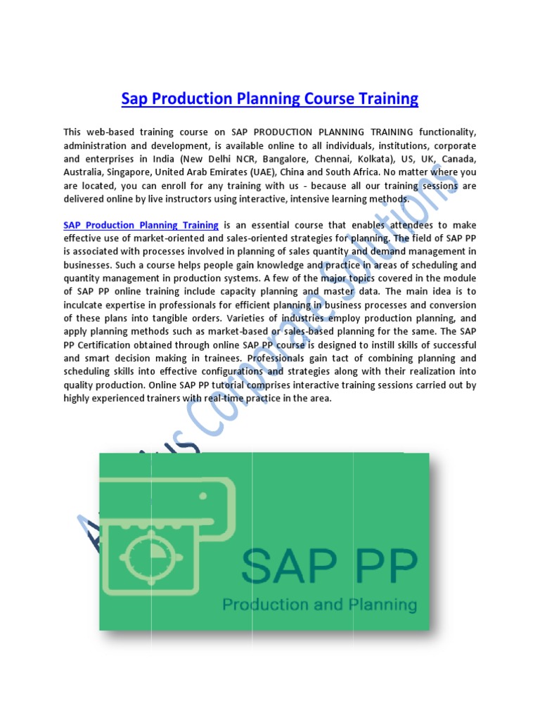 SAP Production Planning Course Training | PDF | Production And ...