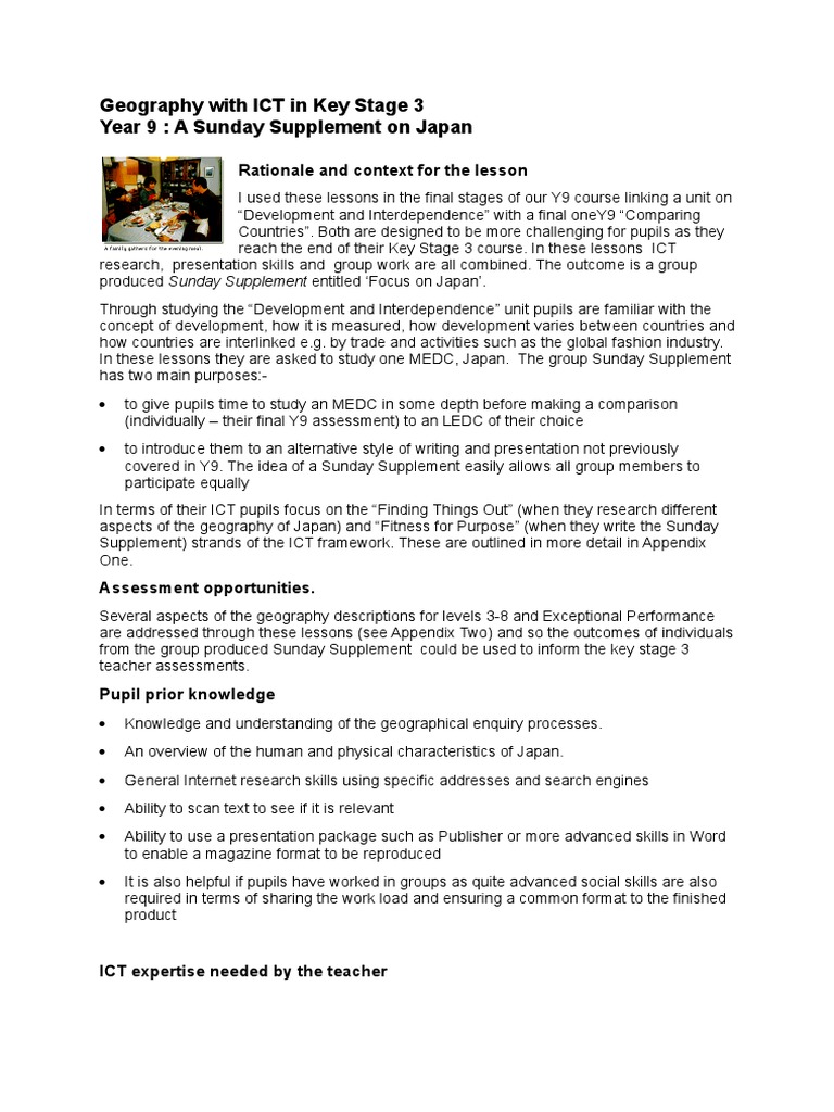 Geography Lesson Plan: Japan Supplement | PDF | Educational Technology ...