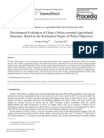 Zeng (2010) Development Evaluation of China’s Policy-Oriented Agricultural Insurance Based on the Realization Degree of Policy Objectives