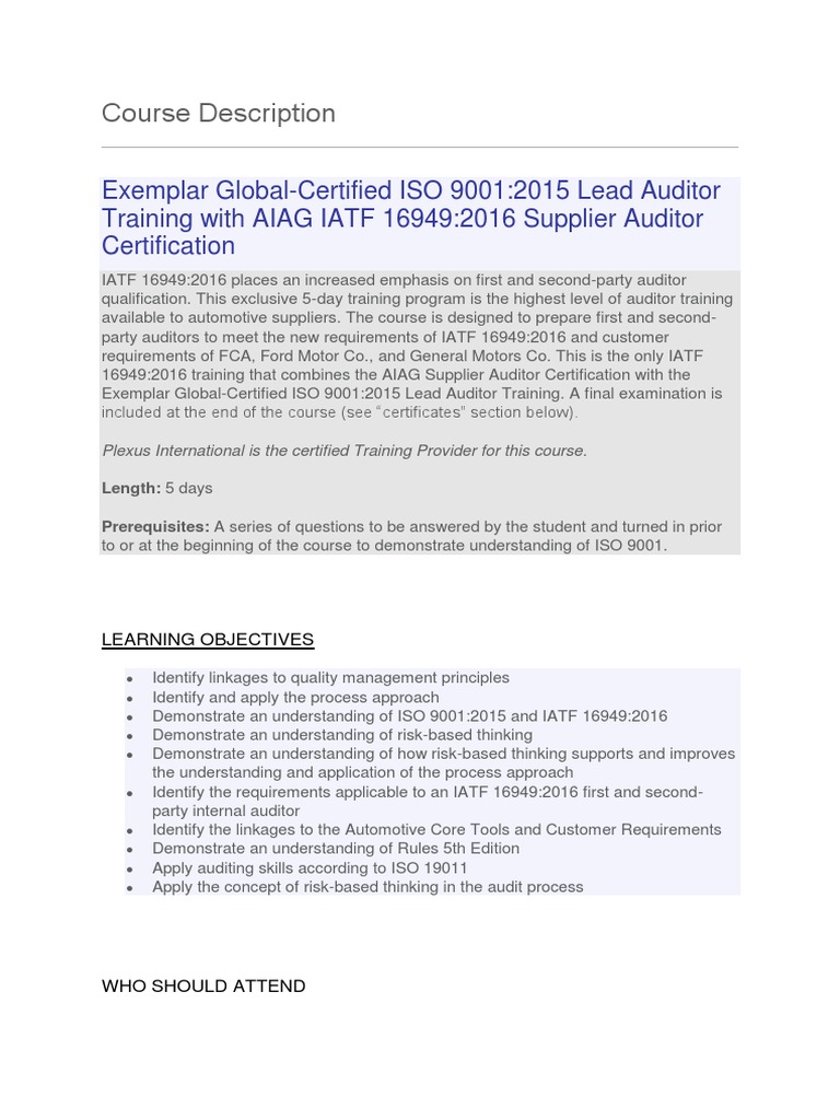 iatf 16949 lead auditor