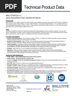 Foam Insualtion R Value WALLTITE Eco v.3 Technical Data Sheet PDF