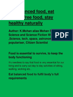Eat Balanced Food, Eat Poison Free Food, Stay Healthy Naturally - Poster