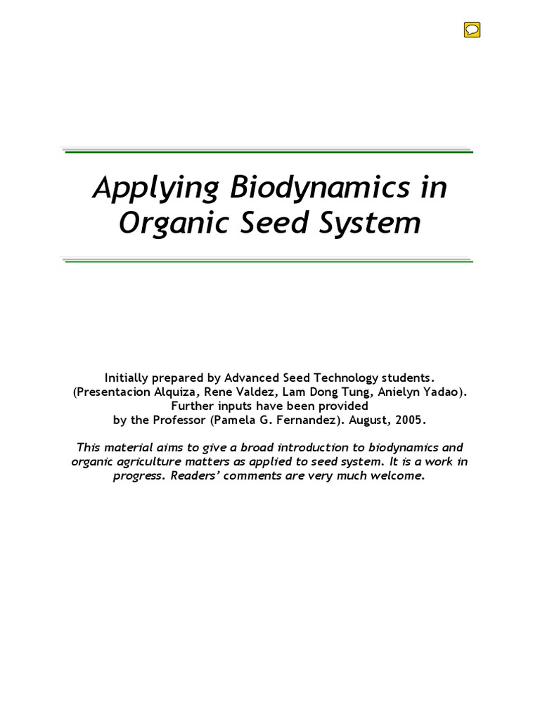 Biodynamics in Organic Seed Systems | PDF | Organic Farming | Rudolf ...