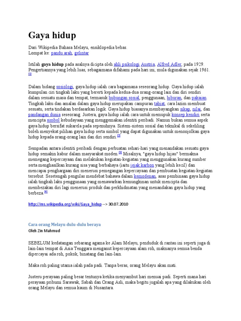 Gaya Hidup Masyarakat Melayu Pdf