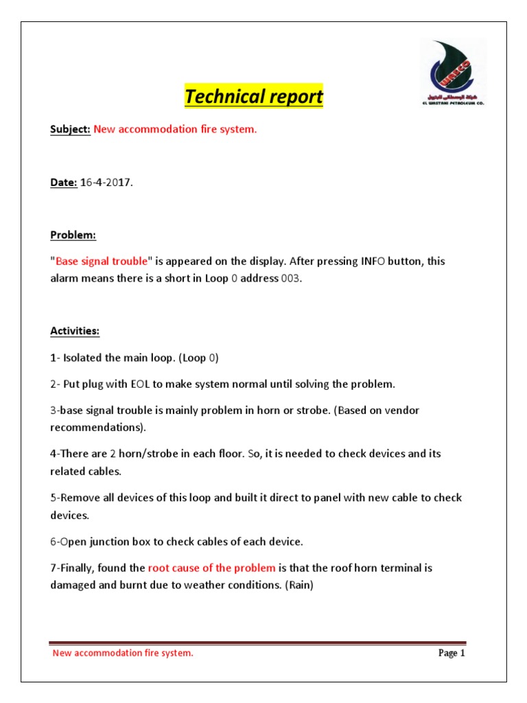 Accommodation Fire System Troubleshooting | PDF
