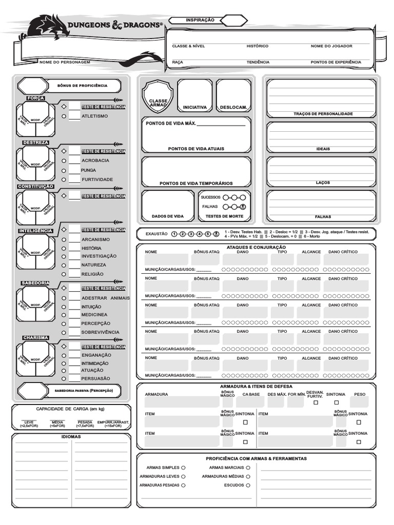D&D 5e Ficha Super Completa