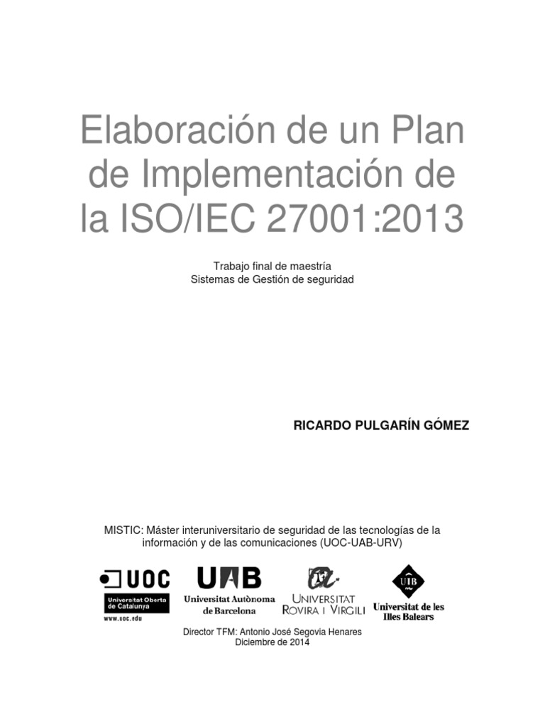 ISO 27001 2013 Implementacion PDF | PDF | Seguridad de información ...