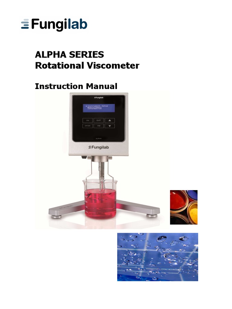 Alpha Series Rotational Manual PDF Viscosity Menu