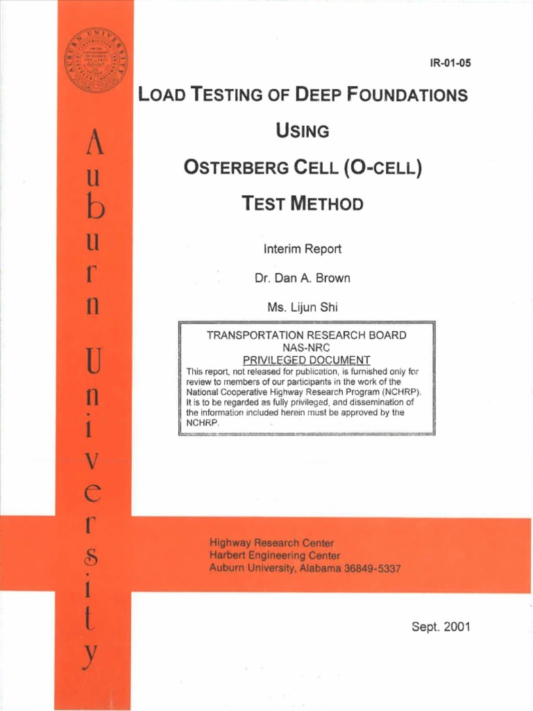 Load Testing of Deep Foundations Using Osterberg Cell Test Method PDF Stress (Mechanics