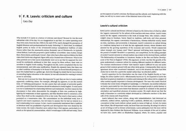 F. R. Leavis' Influential Literary Criticism | PDF | Traditions | Poetry
