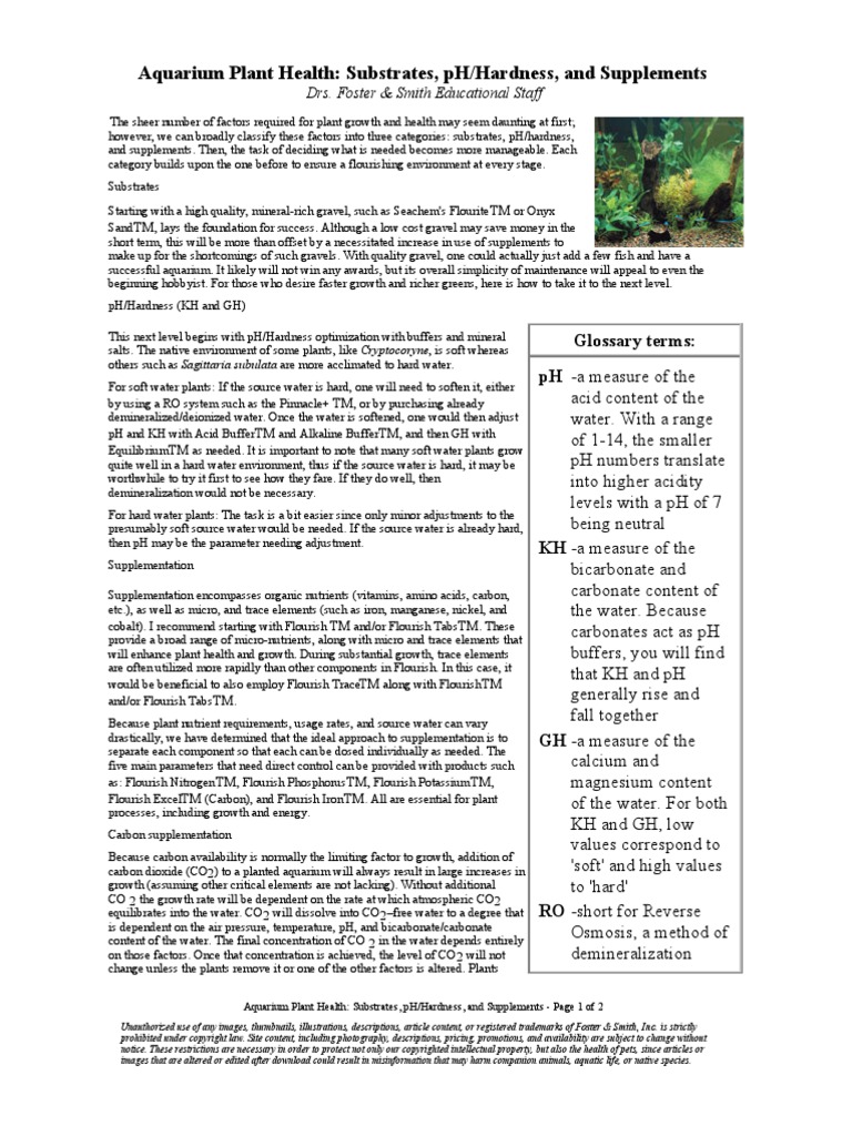 Aquarium Plant Health Substrates PH Hardness and Supplements PDF