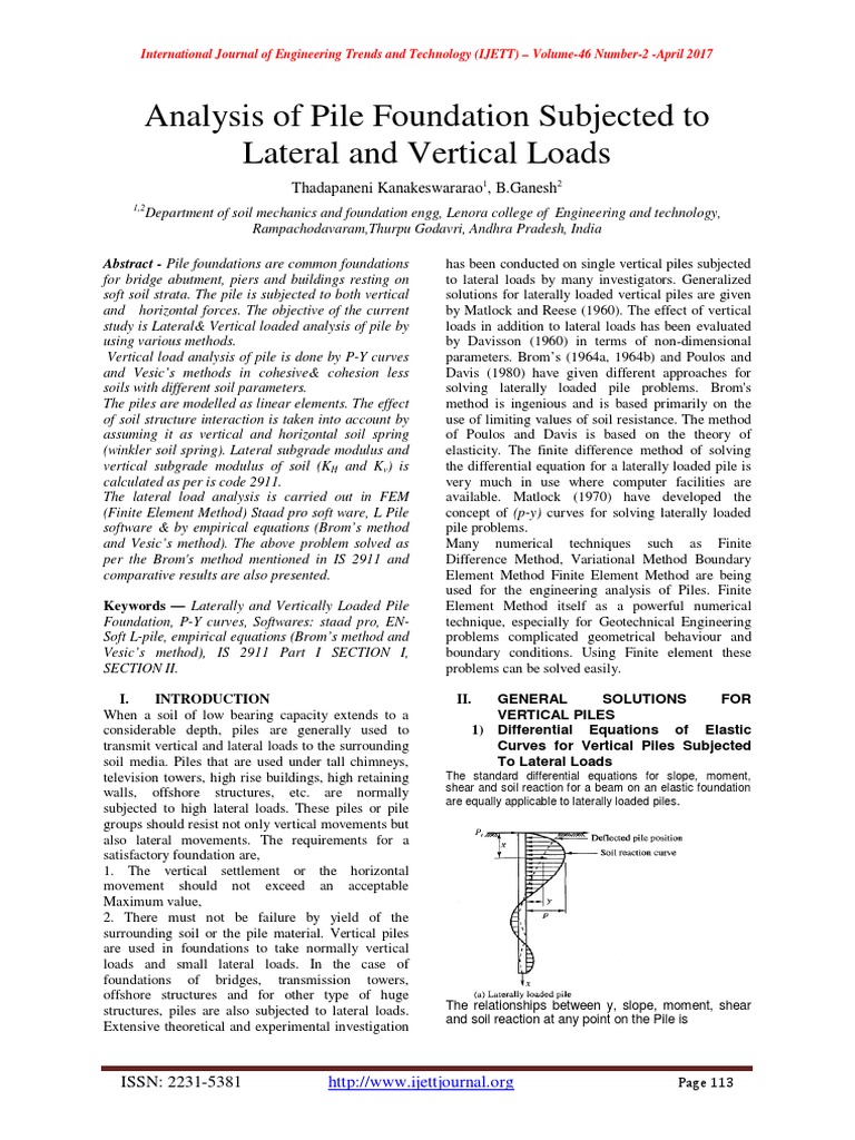Lateral and Vertical Load Analysis of Piles | PDF | Deep Foundation ...