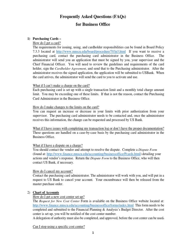 Business Office FAQs for Staff | PDF | Accounts Payable | Invoice
