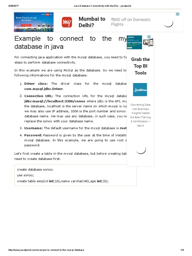 Java Database Connectivity With MySQL - Javatpoint | PDF | My Sql ...