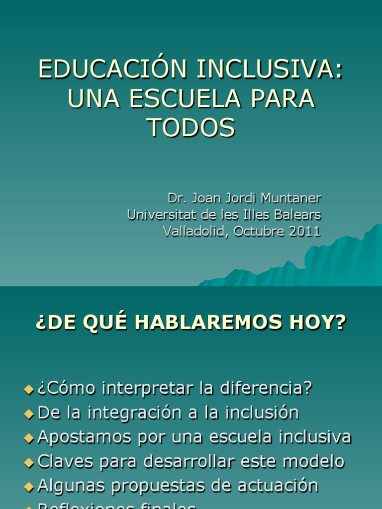Educación Inclusiva: Una Escuela para Todos | PDF | Maestros ...